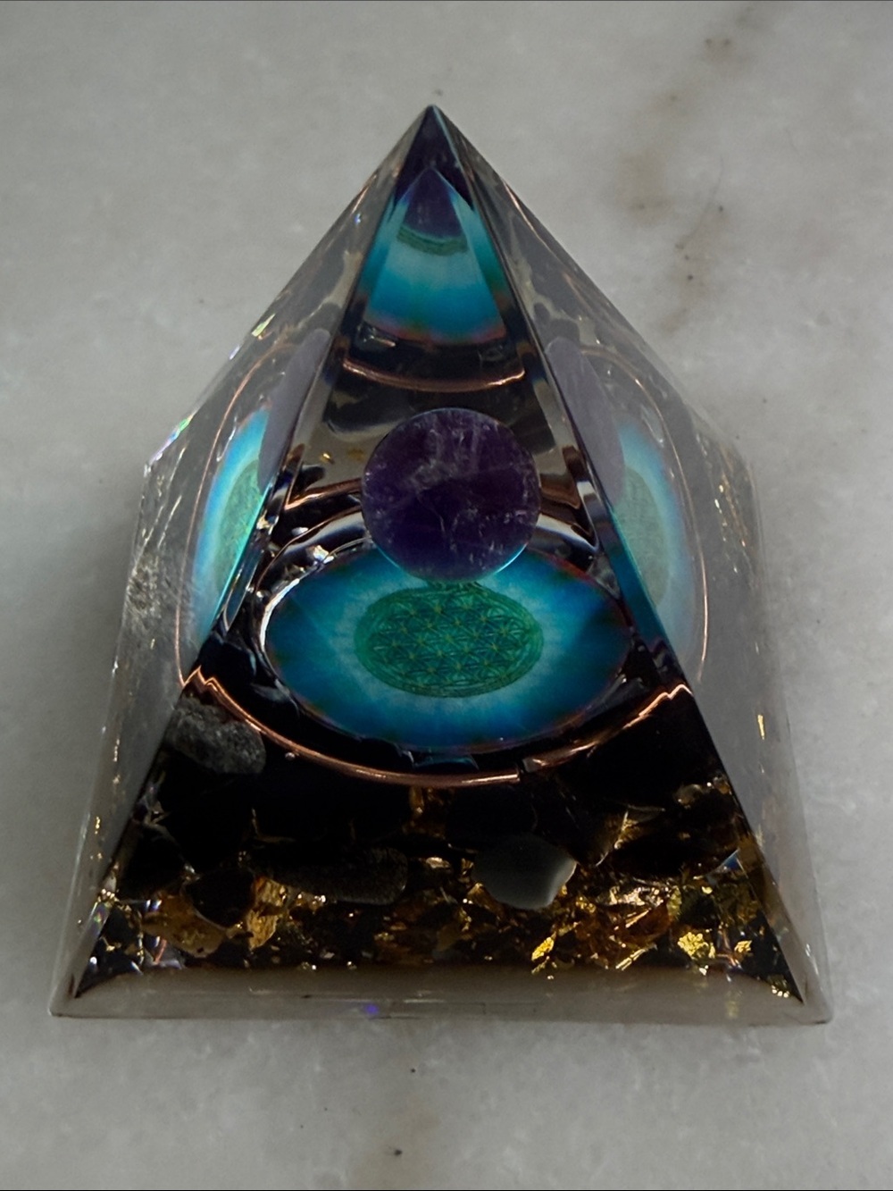 Amethyst Orgonite Pyramid Decorative Home Accent - Picture 3 of 6